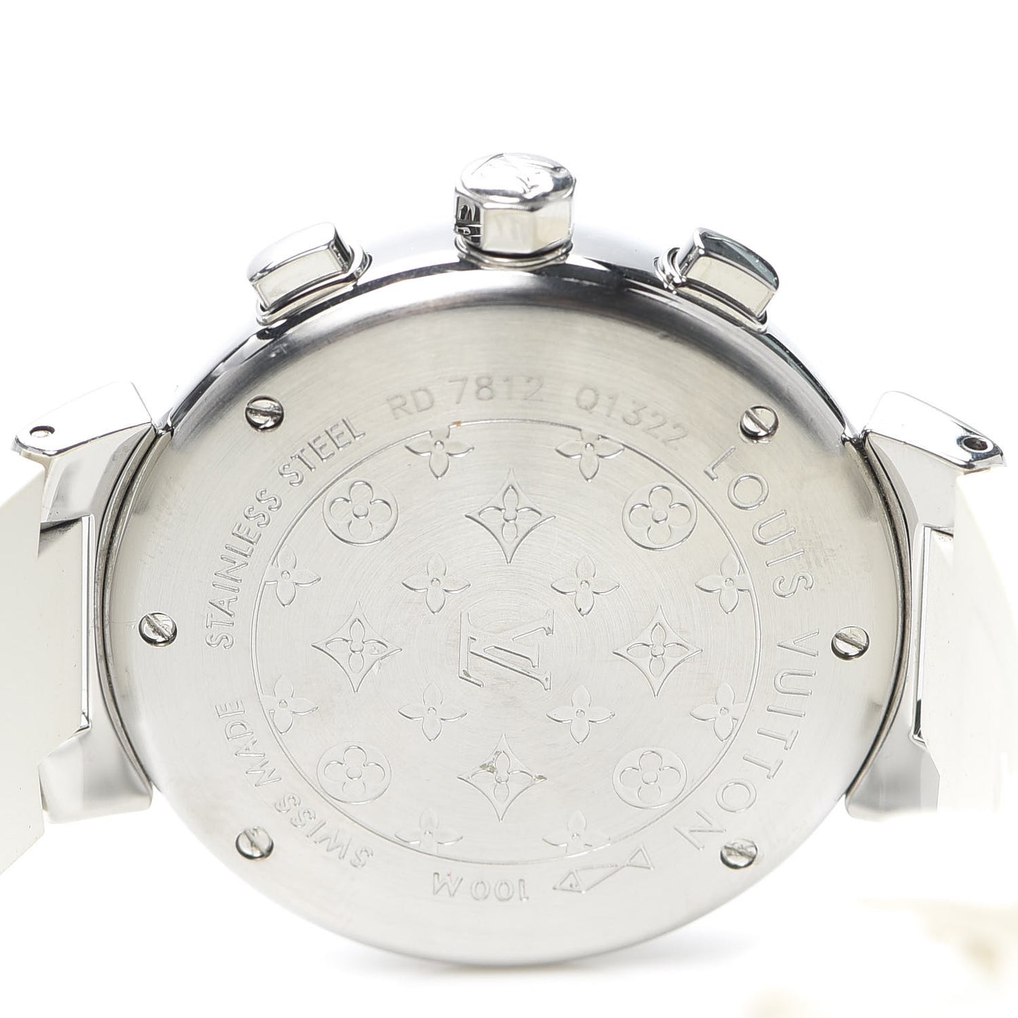 Stainless Steel Rubber 34mm Tambour Chronograph Quartz Watch Champagne