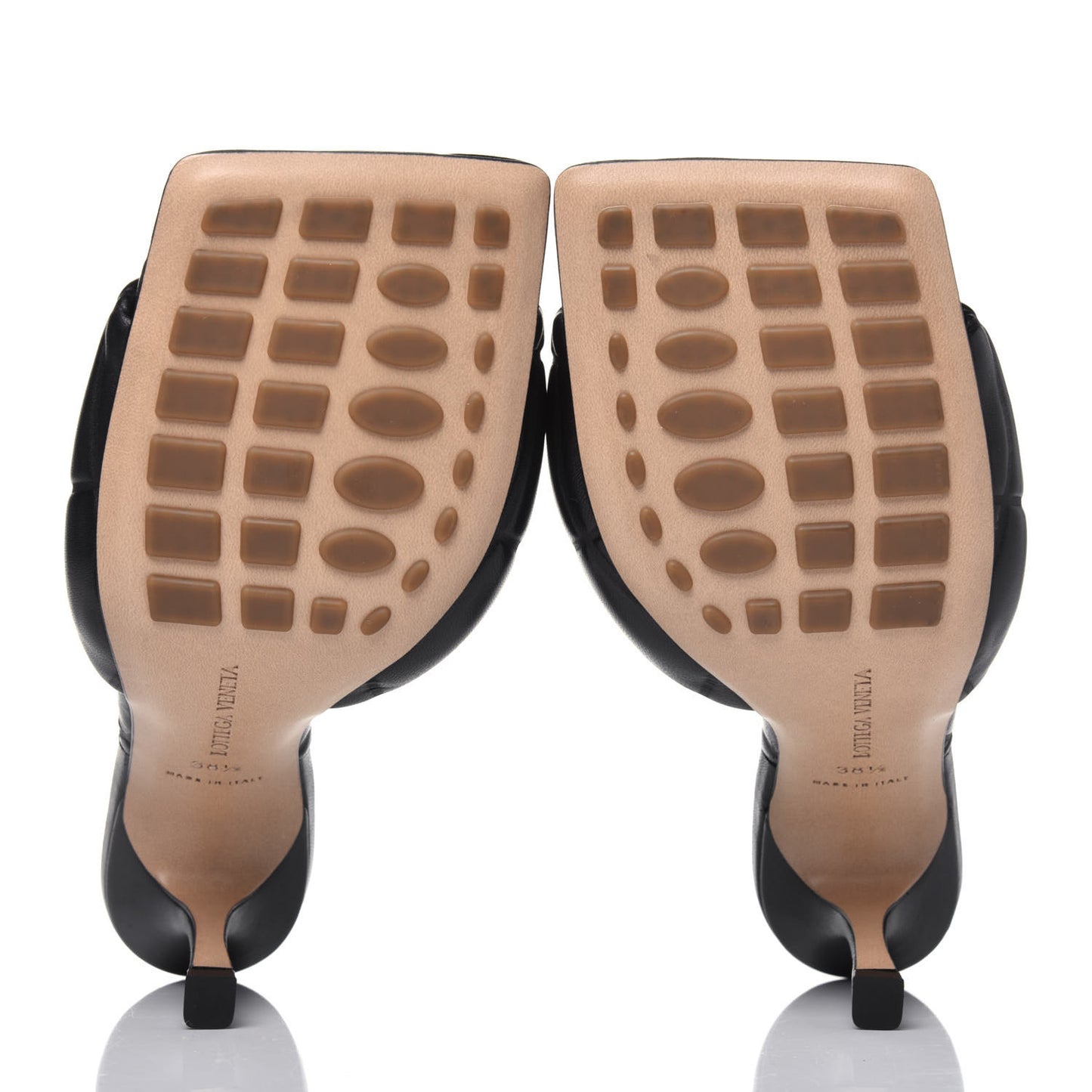 Nappa Quilted Rubber Lido Mule Sandals 38.5 Black