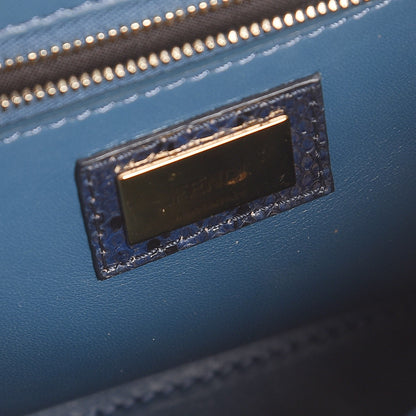 Fendi Python Shiny Nappa Mini Peekaboo Iconic Satchel Blue Jeans 8 of 9