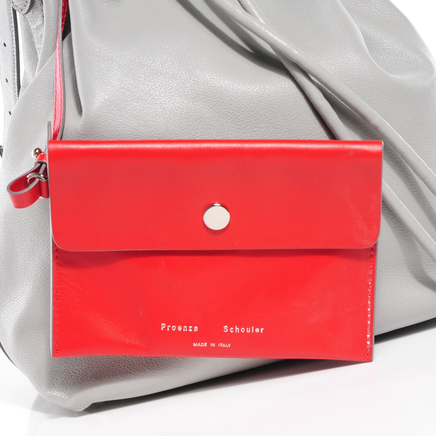 Grained Leather Medium Bucket Bag Icy Pearl