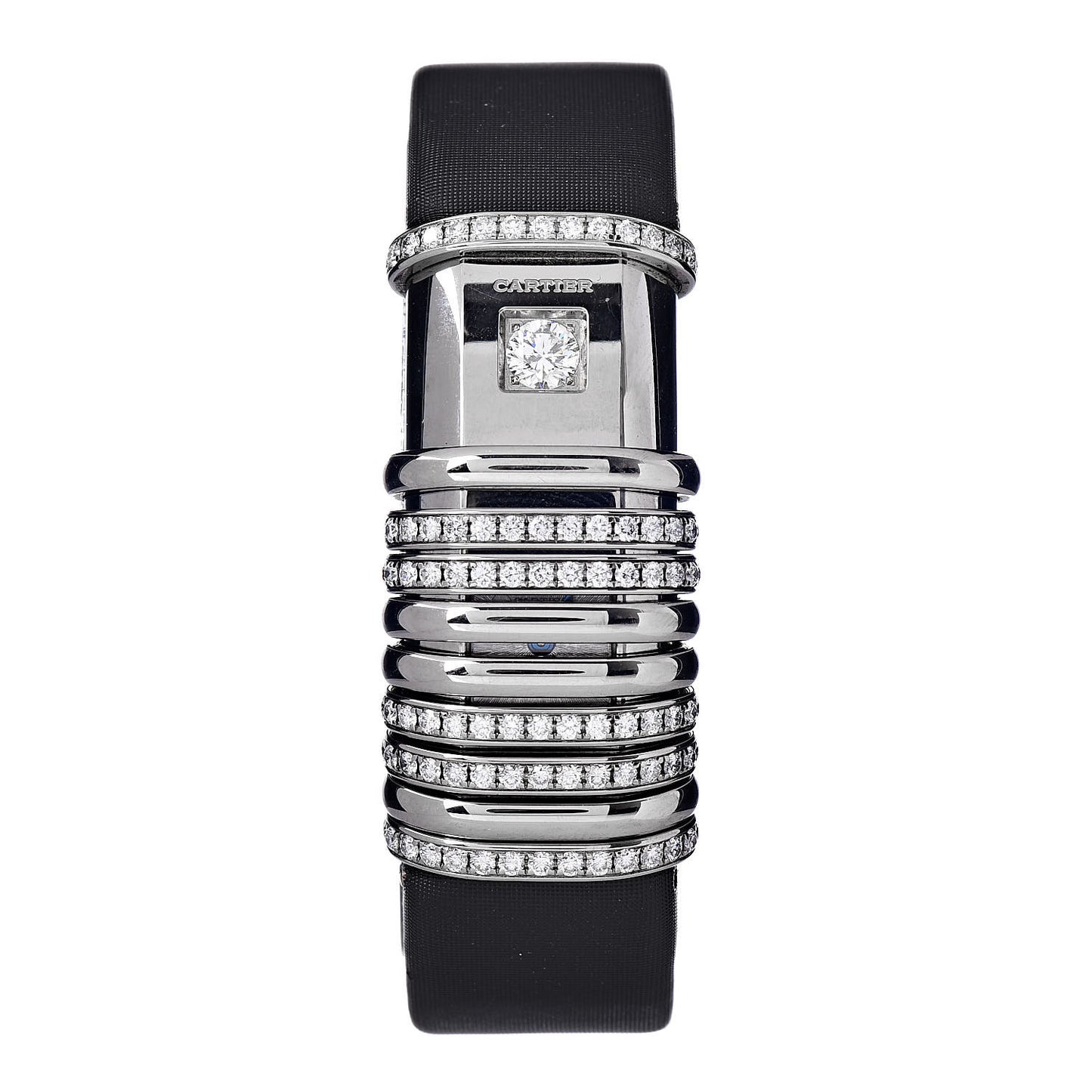 18K White Gold Satin Diamond 16mm Declaration Quartz Watch
