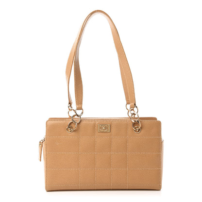 Chanel Caviar Chocolate Bar Quilted Shoulder Bag Beige 1 of 10
