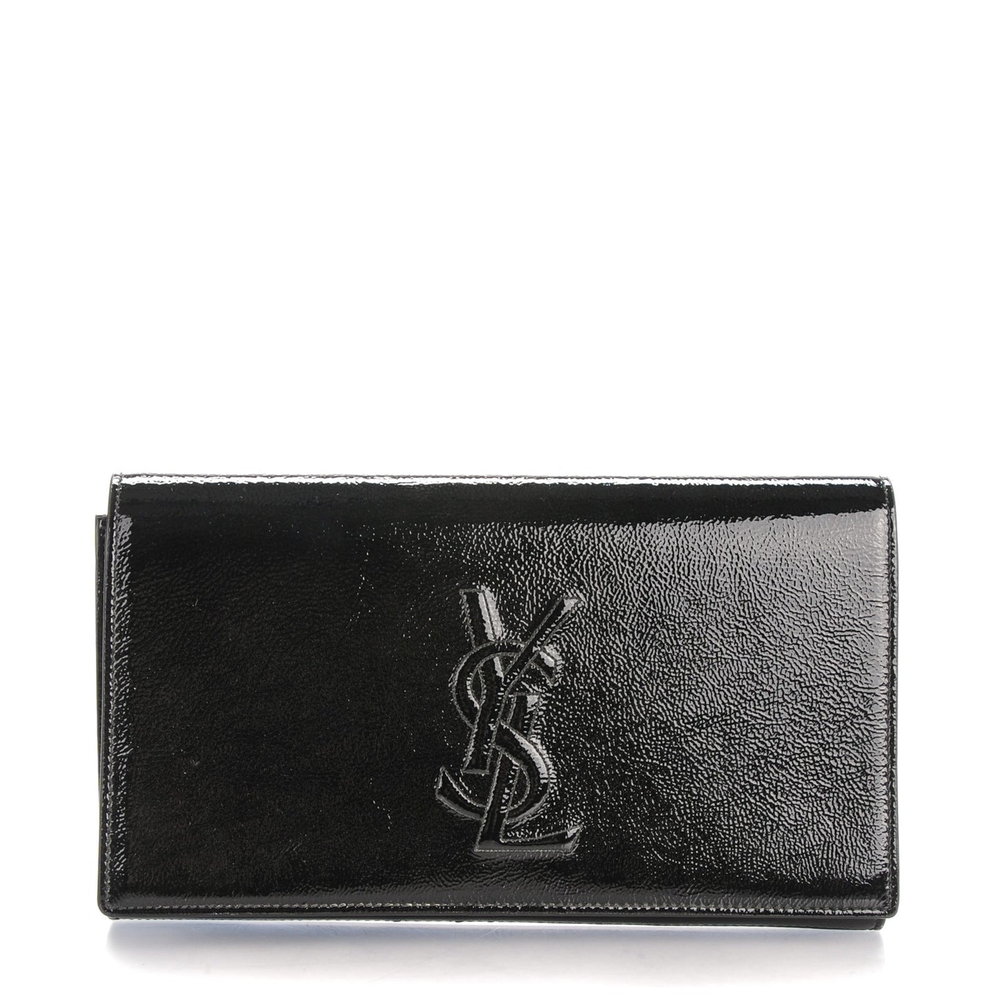 Textured Patent Monogram Large Belle De Jour Clutch Black