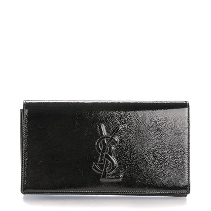 Saint Laurent Textured Patent Monogram Large Belle De Jour Clutch Black 1 of 8