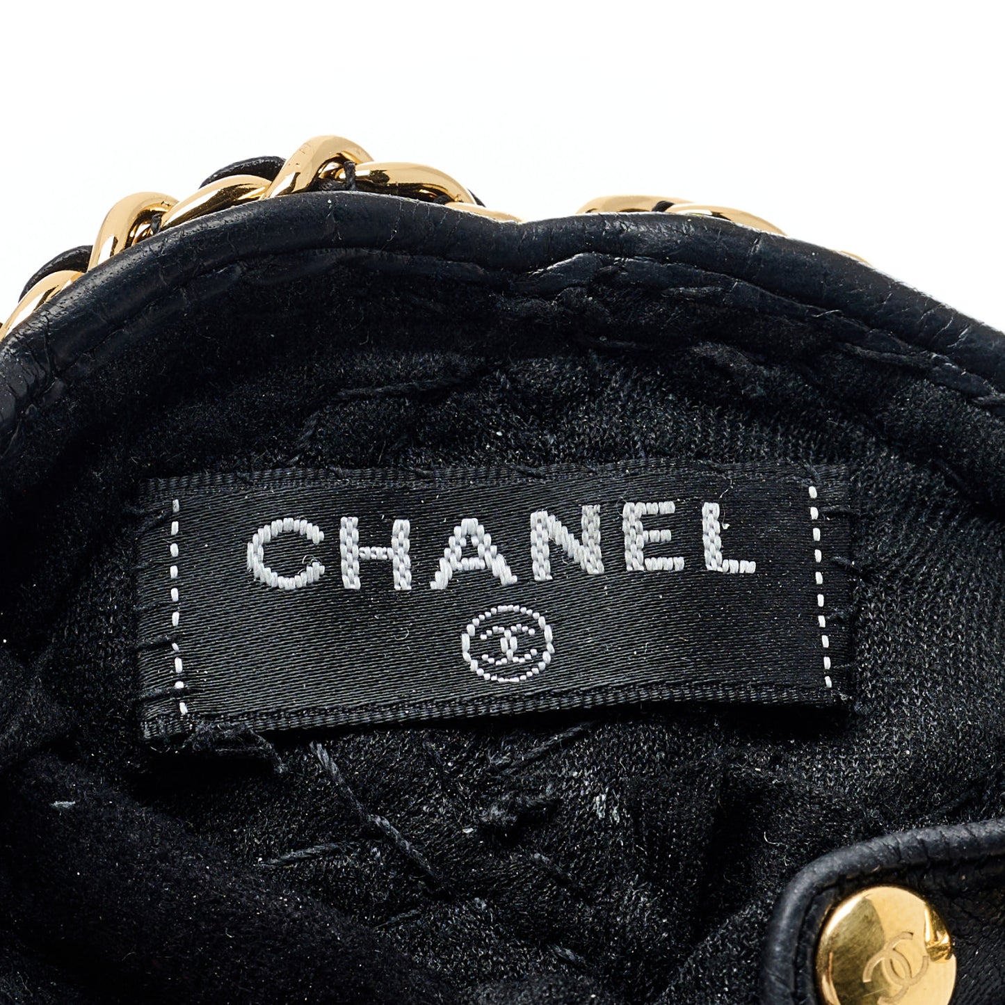 Lambskin Quilted CC Chain Gloves 8 Black