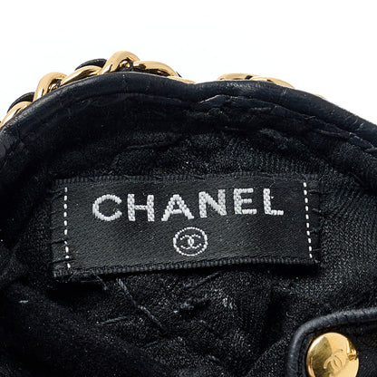 Chanel Lambskin Quilted CC Chain Gloves 8 Black 3 of 5