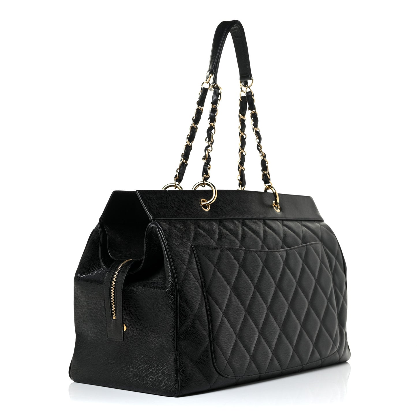 Caviar Quilted Timeless XL Weekender Bag Black