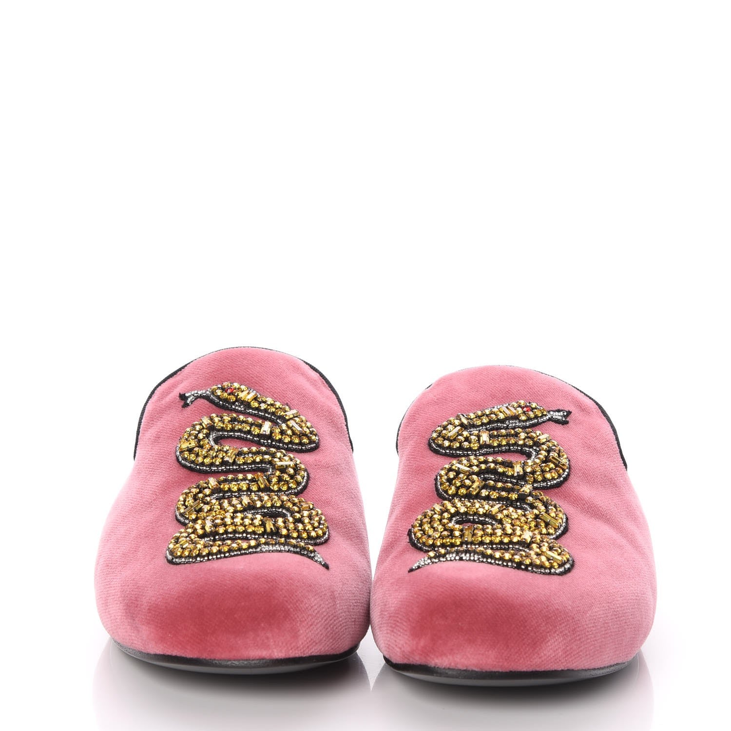 Gucci Velvet Embellished Evening Slippers 38 Pink 2 of 8