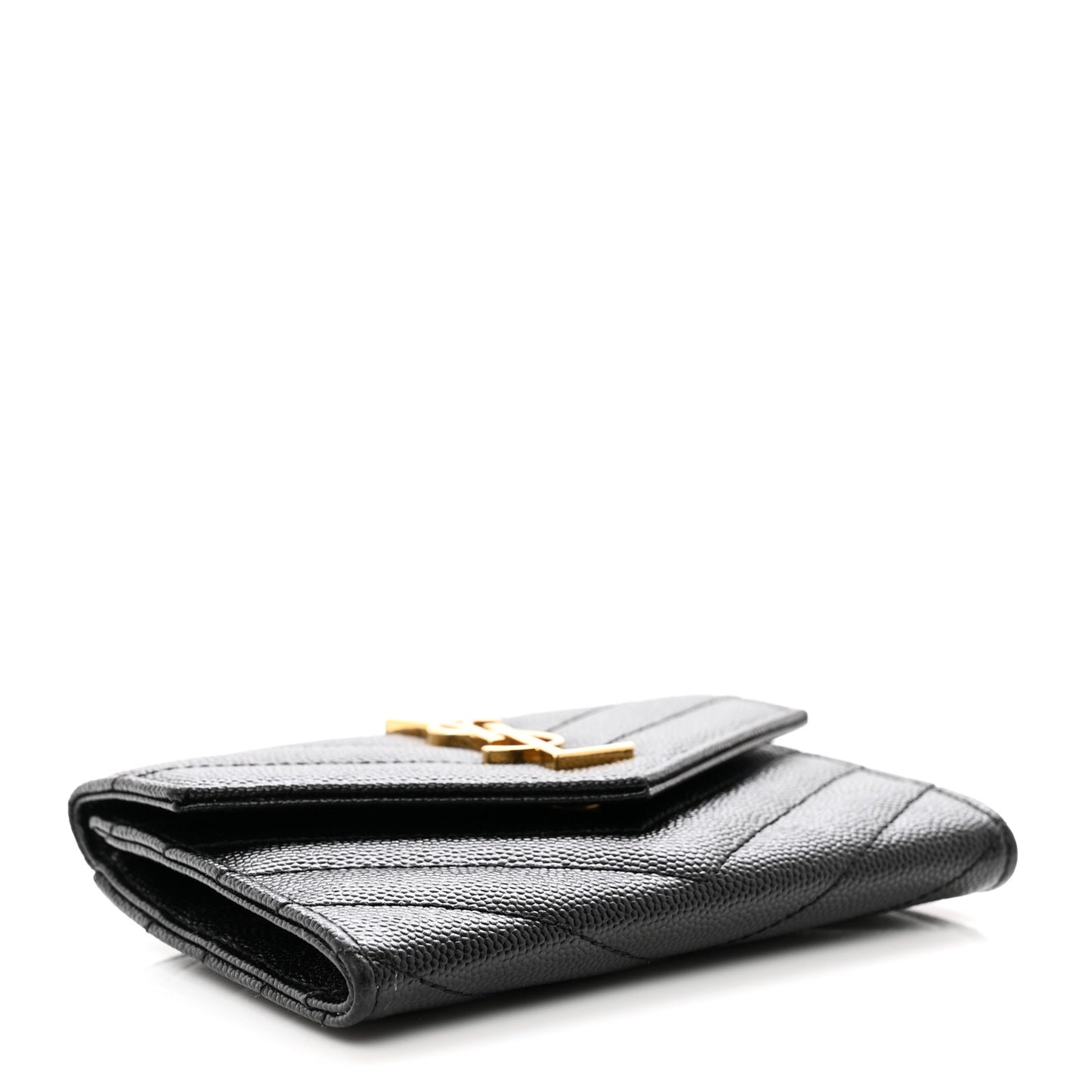 Grain De Poudre Matelasse Chevron Small Monogram Envelope Wallet Black