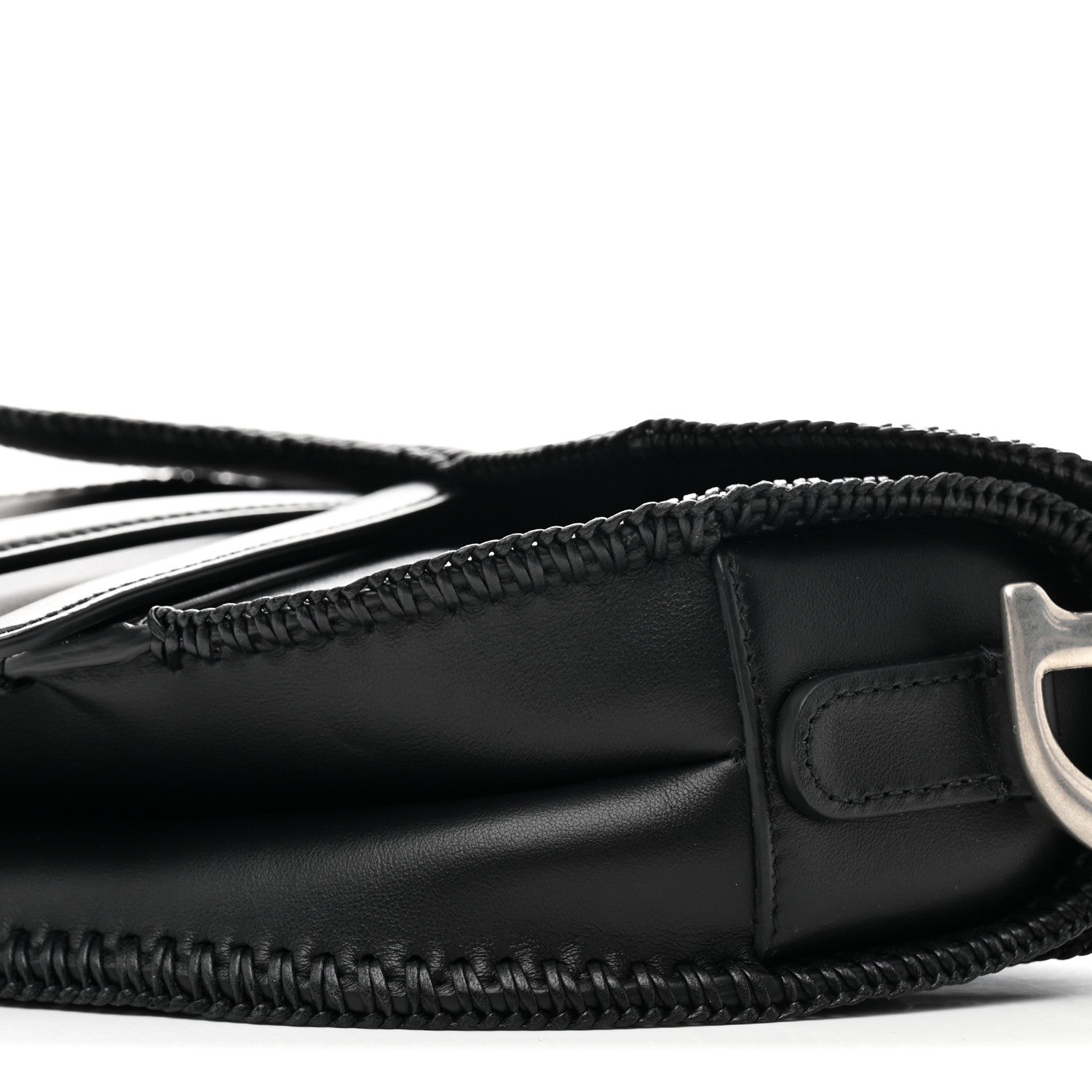 Christian Dior Smooth Calfskin Braided Saddle Bag With Strap Black 10 of 10