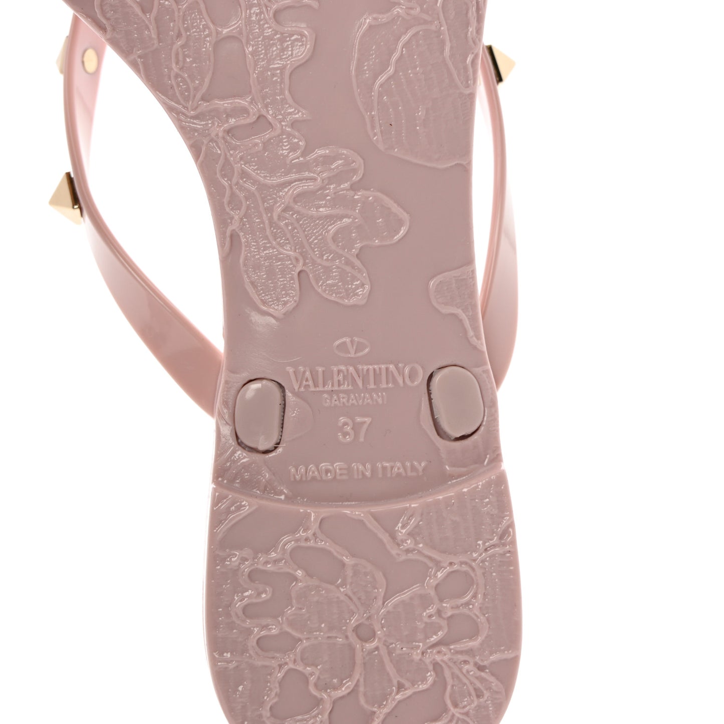 PVC Jelly Rockstud Bow Thong Sandals 37 Water Rose