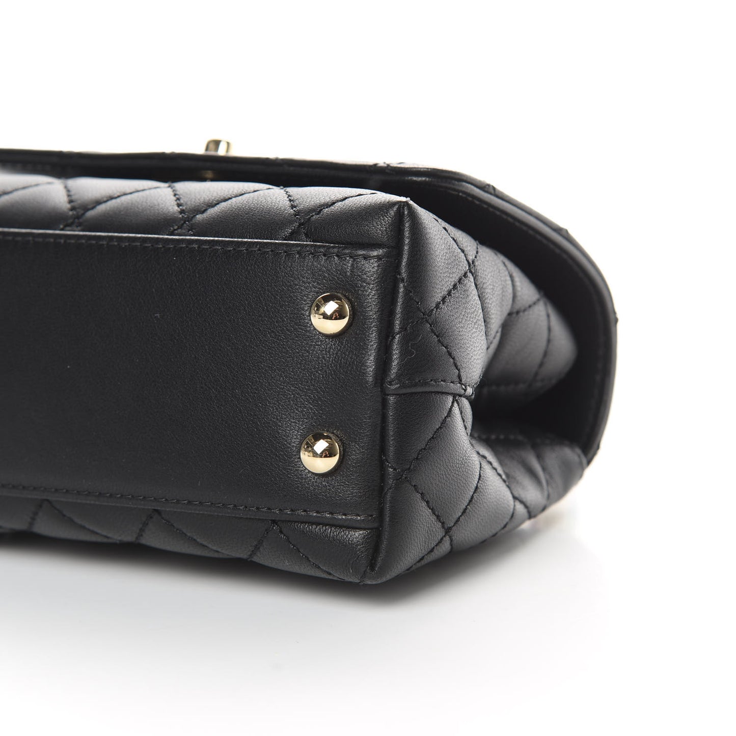 Goatskin Quilted Rainbow Extra Mini Coco Handle Flap Black
