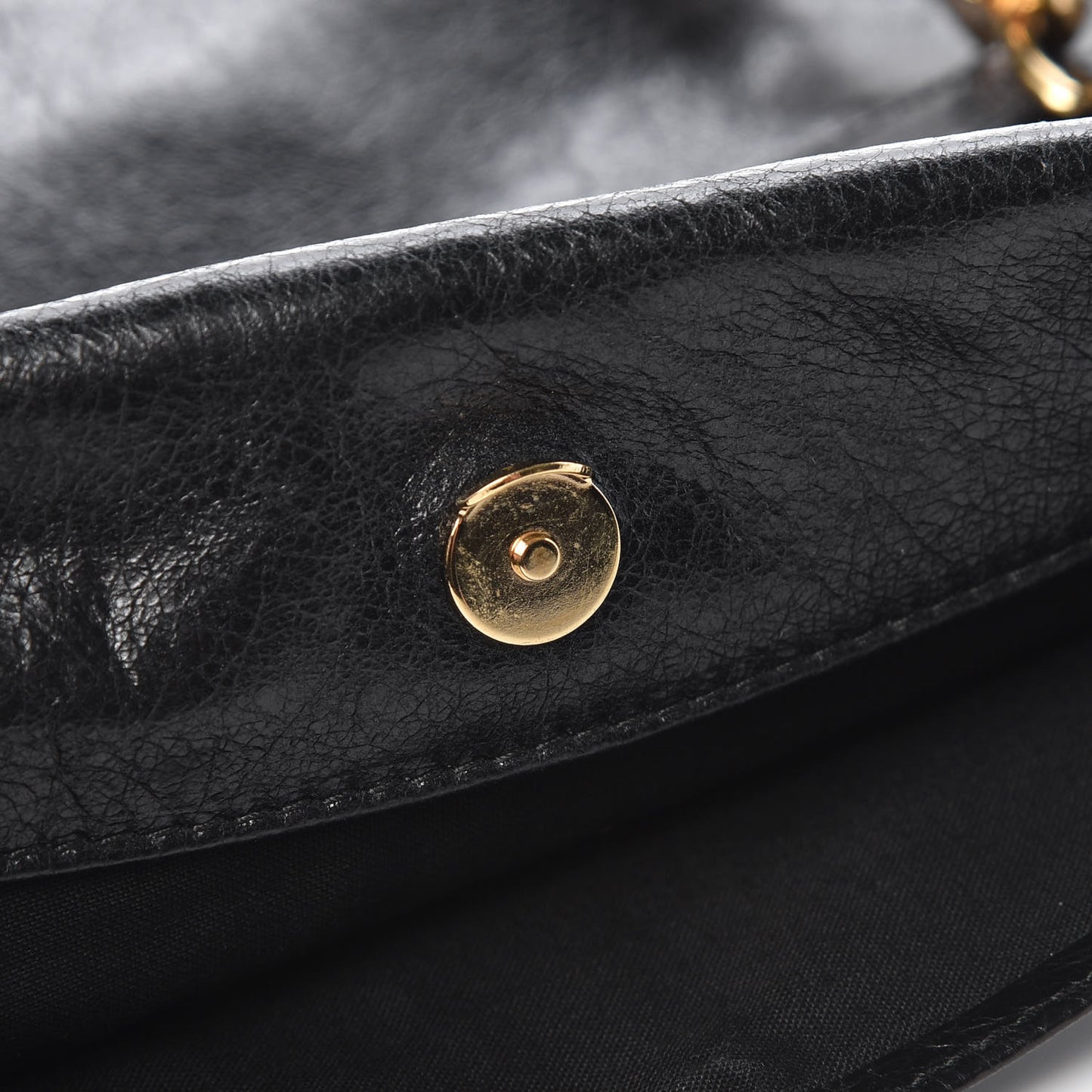Agneau Classic Gold Hardware Envelope Clutch Black