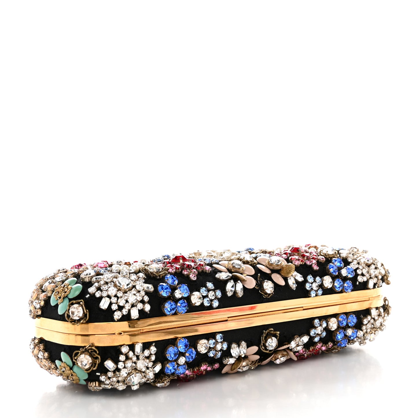 Silk Crystal Knucklebox Clutch Black