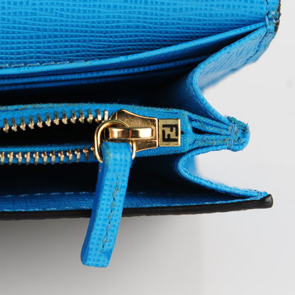 Fendi Zucca Spalmati Vitello Elite Simply Continental Wallet Tobacco Turchese 8 of 9