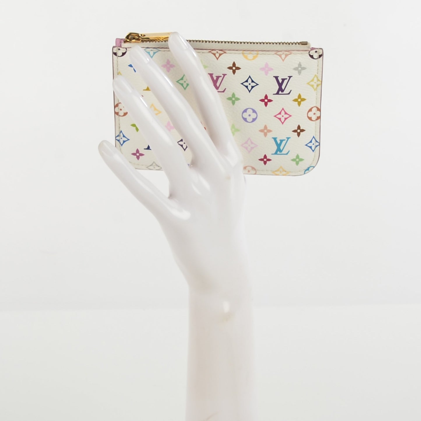 Monogram Multicolor Key Pouch White Litchi