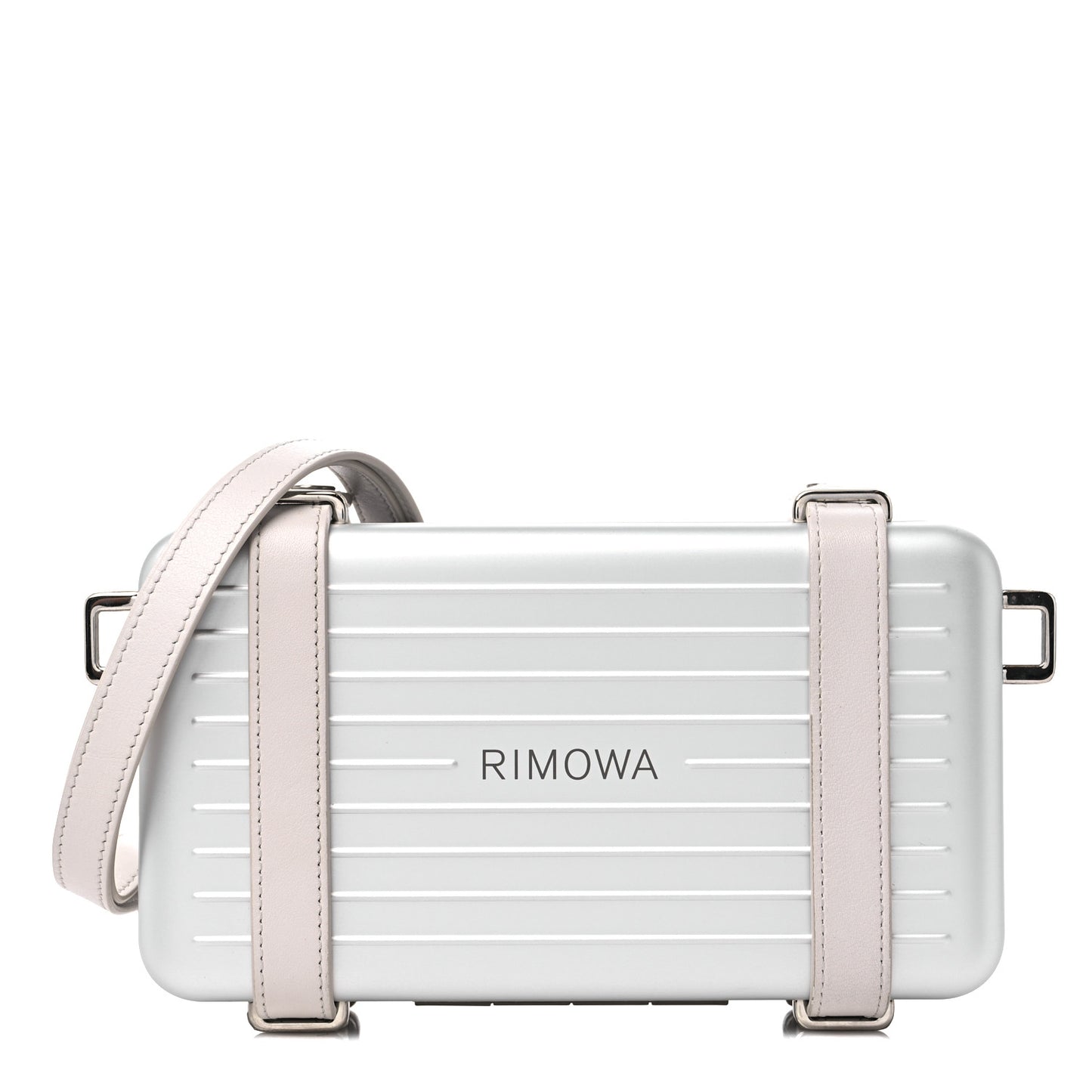 X RIMOWA Aluminum Personal Clutch On Strap Silver
