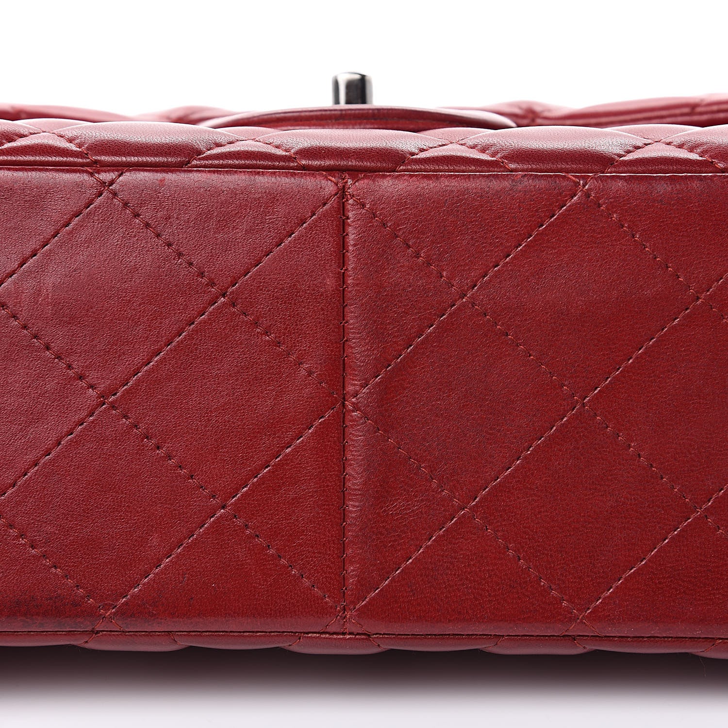 Chanel Lambskin Quilted Jumbo Double Flap Dark Red 16 of 19