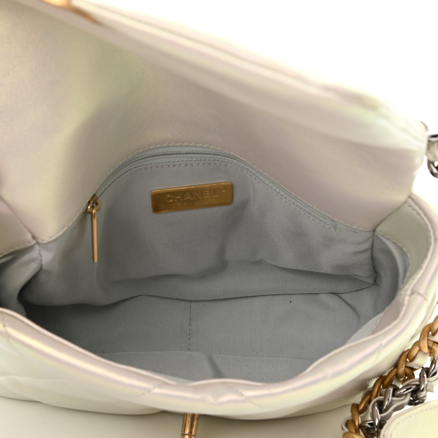 Chanel Iridescent Calfskin Quilted Medium Chanel 19 Flap White 5 of 10