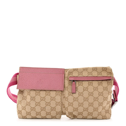 Gucci GG Monogram Web Double Pocket Belt Bag Pink 1 of 13
