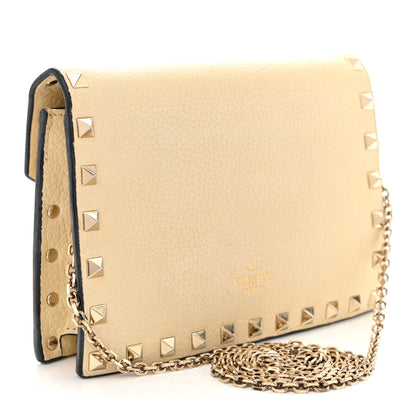Valentino Garavani Vitello Rockstud Envelope Wallet on Chain Ivory 3 of 9