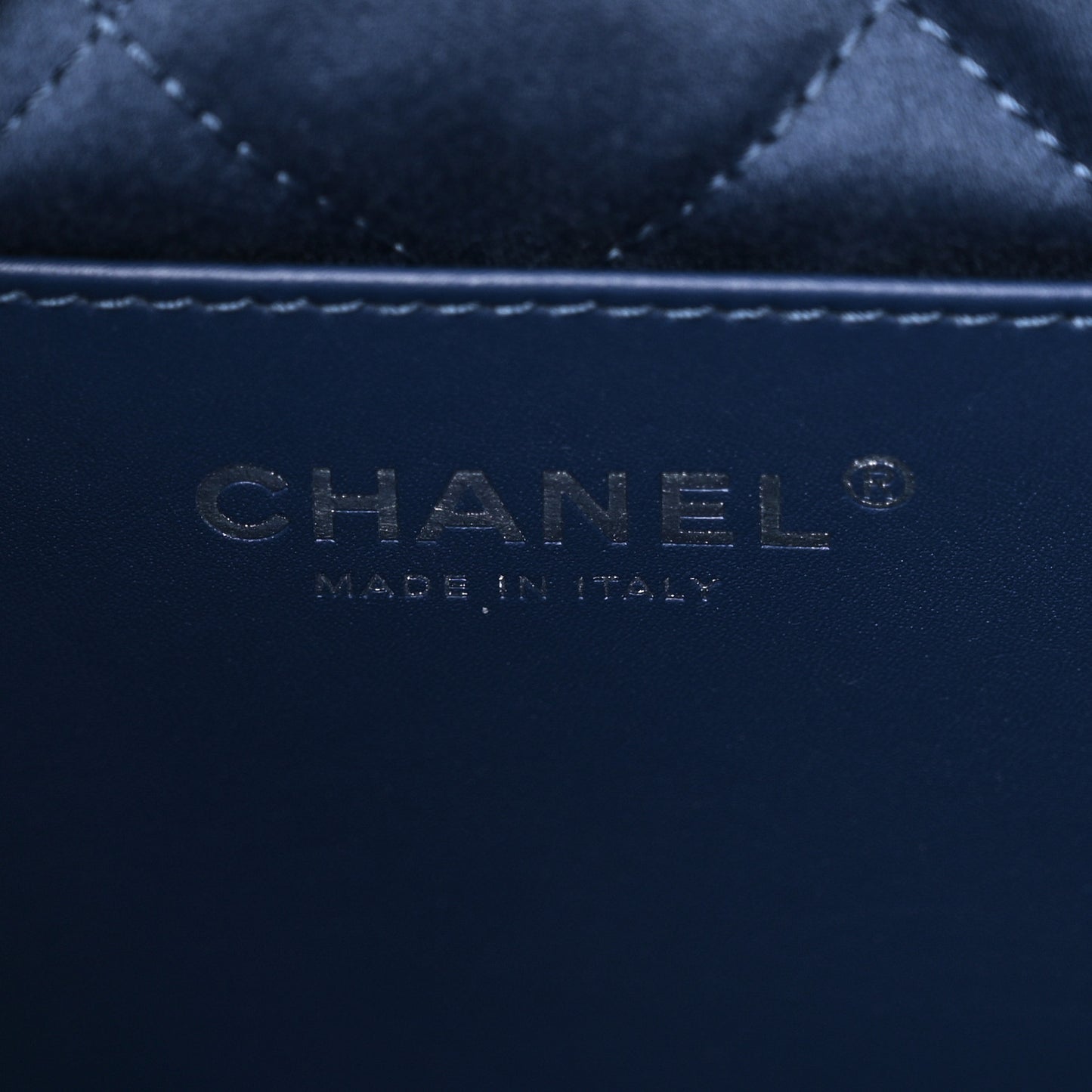 Washed Denim Logo Embroidered Mini Chanel 22 Blue