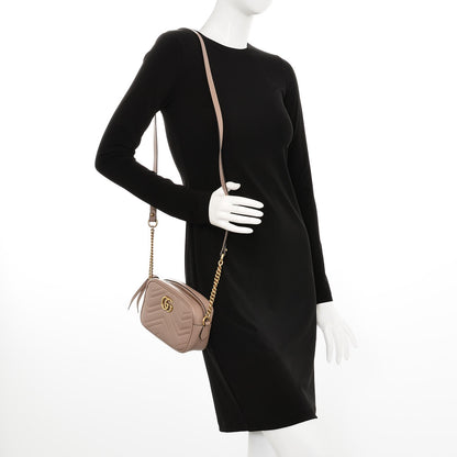 Gucci Calfskin Matelasse Mini GG Marmont Chain Shoulder Bag Nude 2 of 7