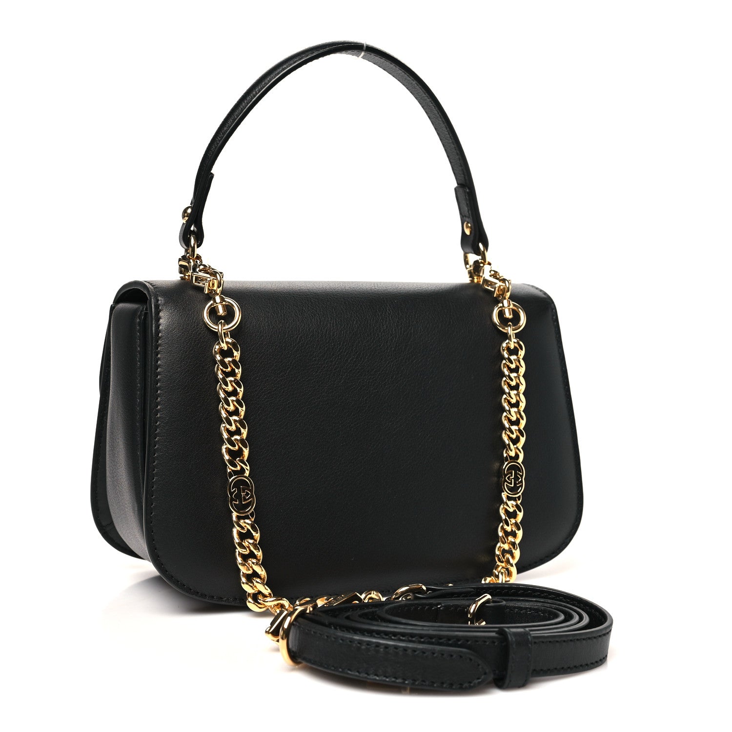 Gucci Roxy Calfskin Small Blondie Top Handle Shoulder Flap Bag Black 3 of 10