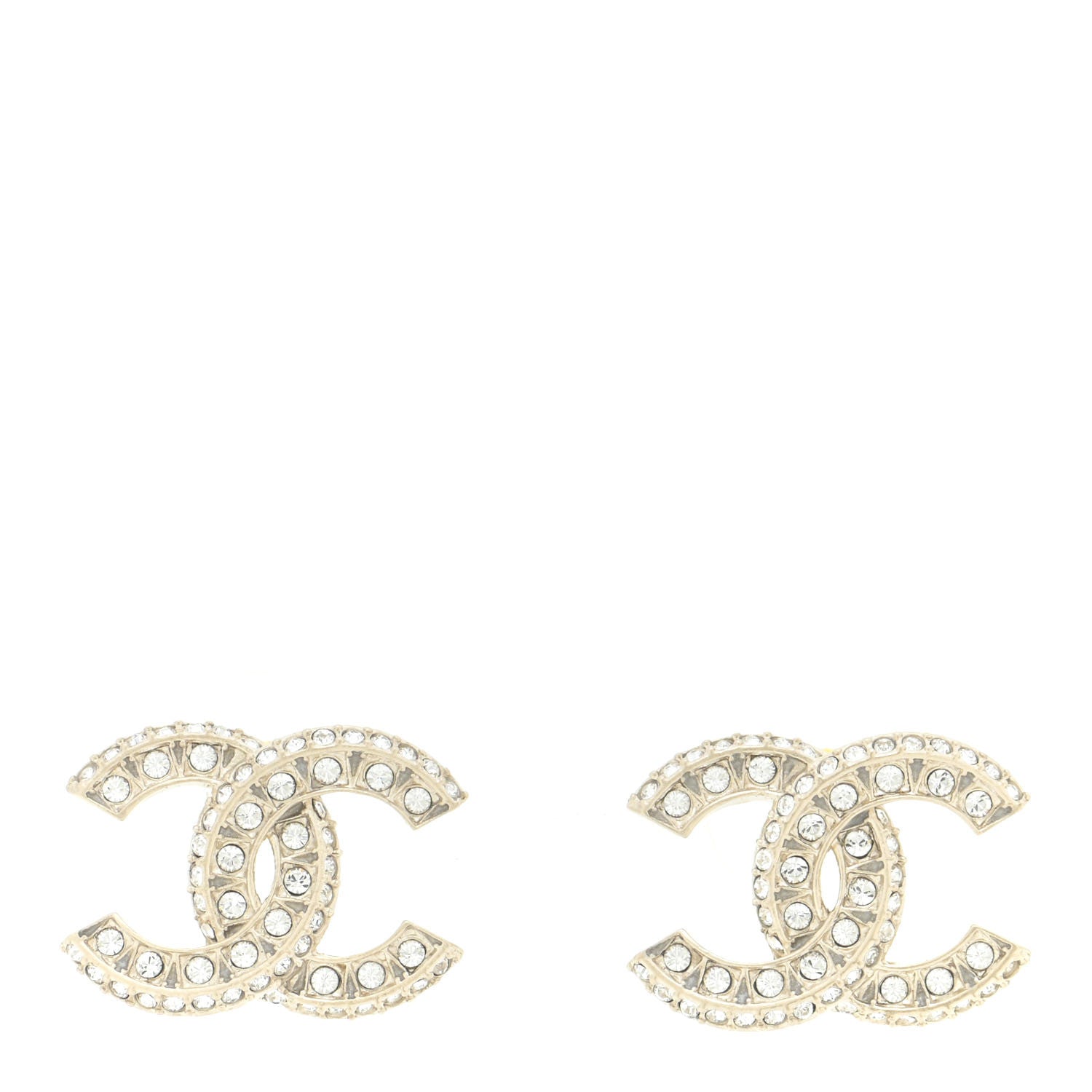 Chanel Crystal Timeless CC Earrings Light Gold 1 of 5