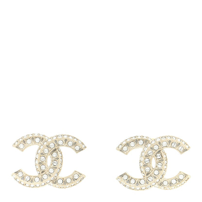 Chanel Crystal Timeless CC Earrings Light Gold 1 of 5