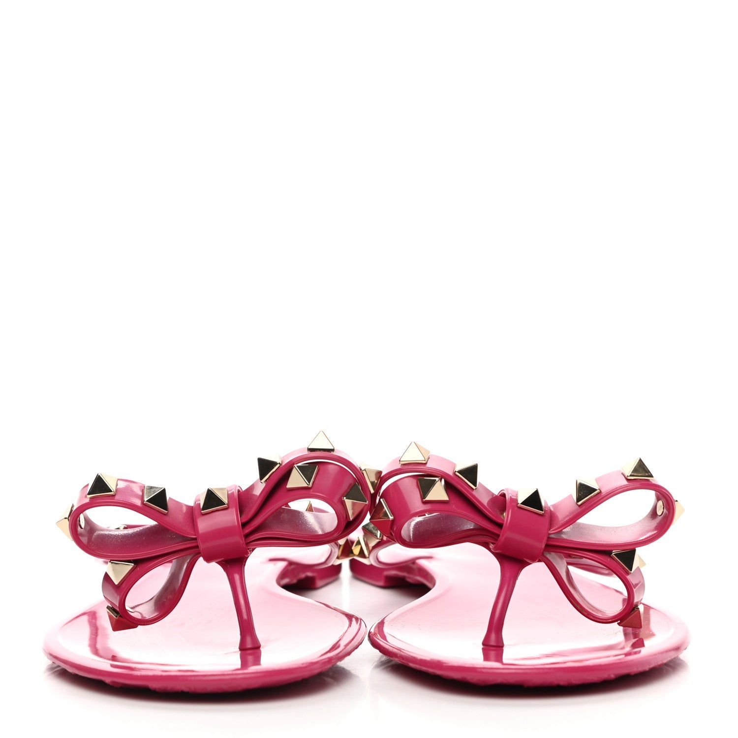 Valentino Garavani PVC Jelly Rockstud Bow Thong Sandals 38 Deep Cyclamin 2 of 7
