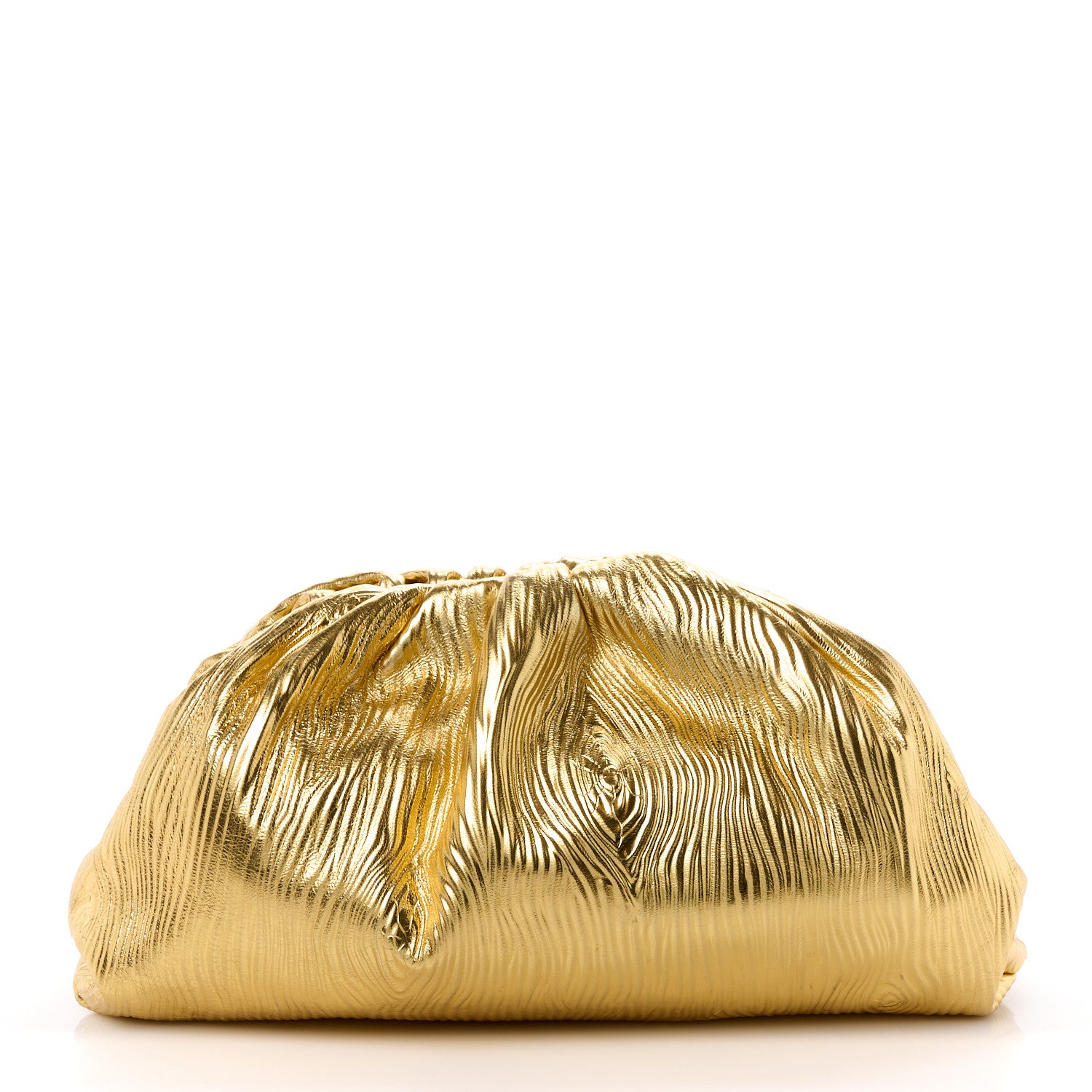 Bottega Veneta Metallic Bark Calfskin Embossed The Pouch Oversized Clutch Oro 1 of 11