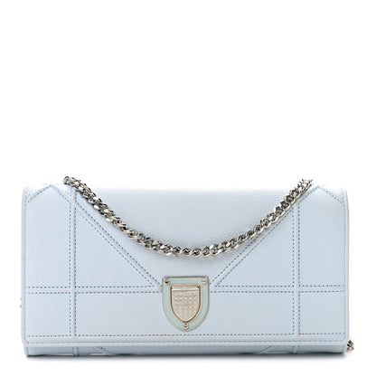 Christian Dior Grained Calfskin Diorama Croisiere Chain Wallet Light Blue 1 of 14
