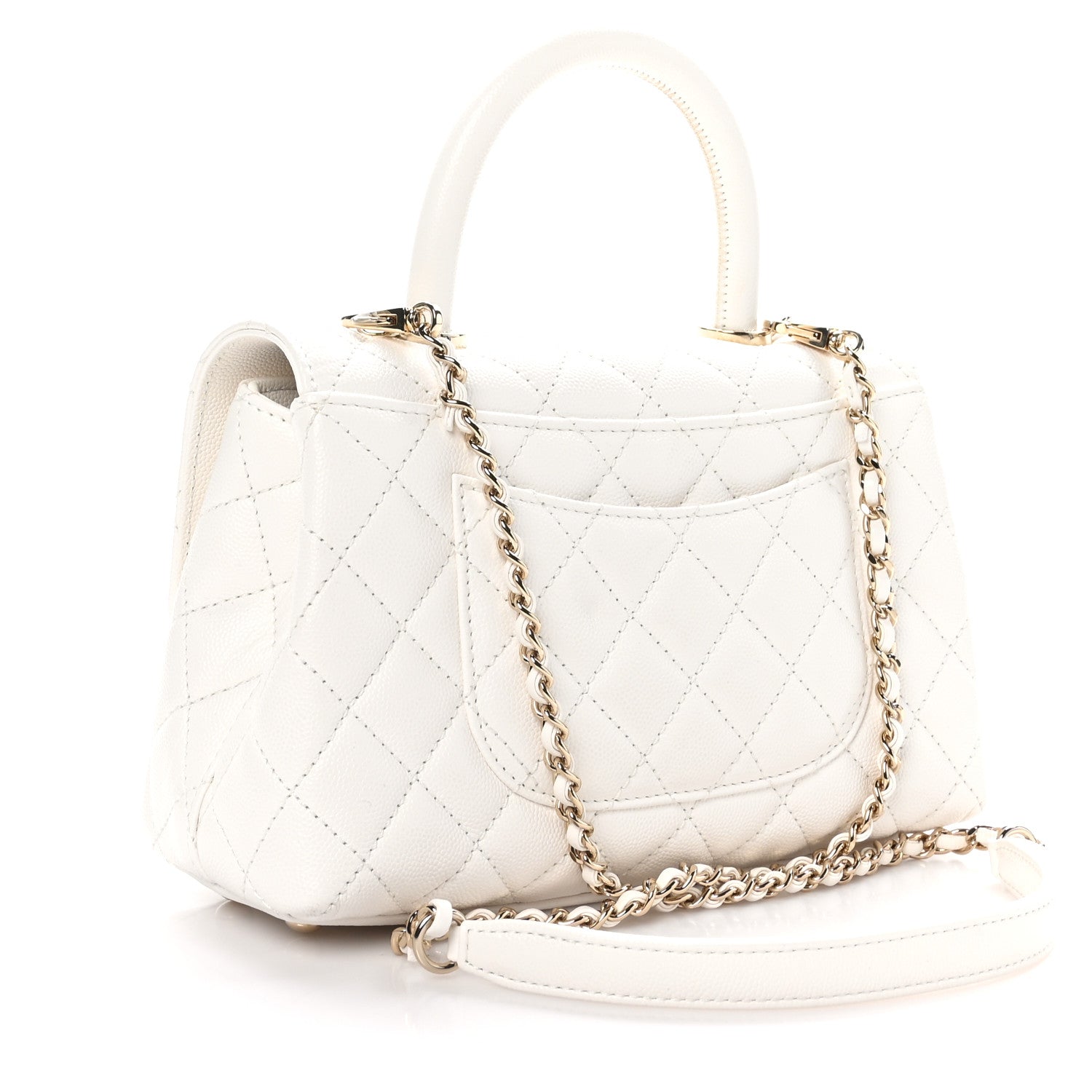 Chanel Caviar Quilted Mini Coco Handle Flap White 3 of 11