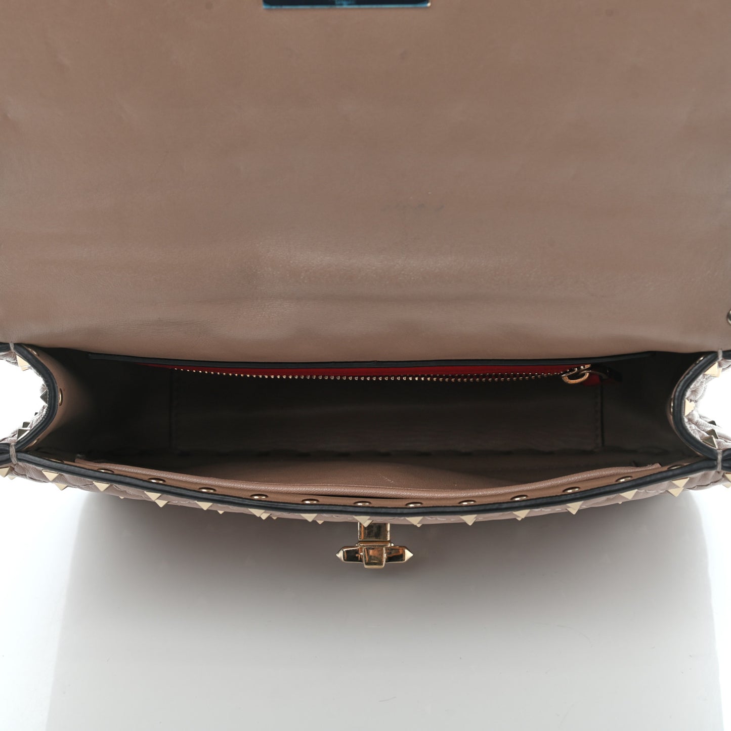 Lambskin Medium Rockstud Spike Shoulder Bag Poudre