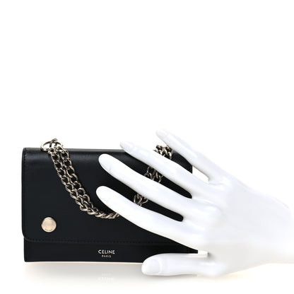 Celine Smooth Calfskin Biker Wallet On Chain Black 2 of 8