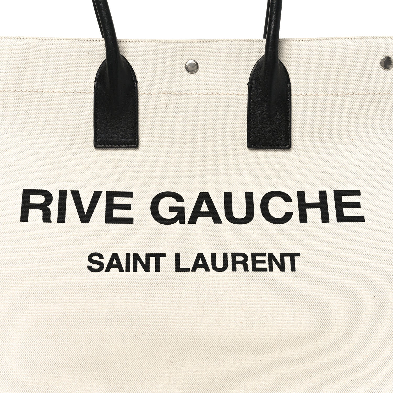 Saint Laurent Linen Calfskin Rive Gauche Tote Optic White 8 of 10