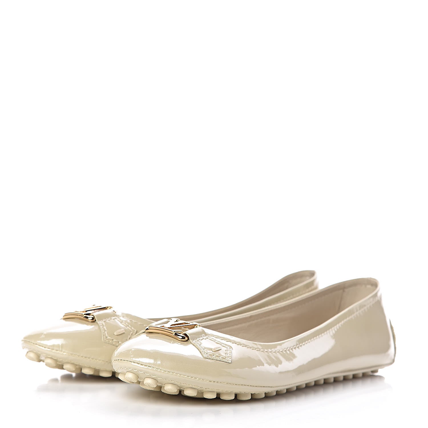 Louis Vuitton Patent Calfskin Oxford Ballerina Flats 41 Creme 3 of 13