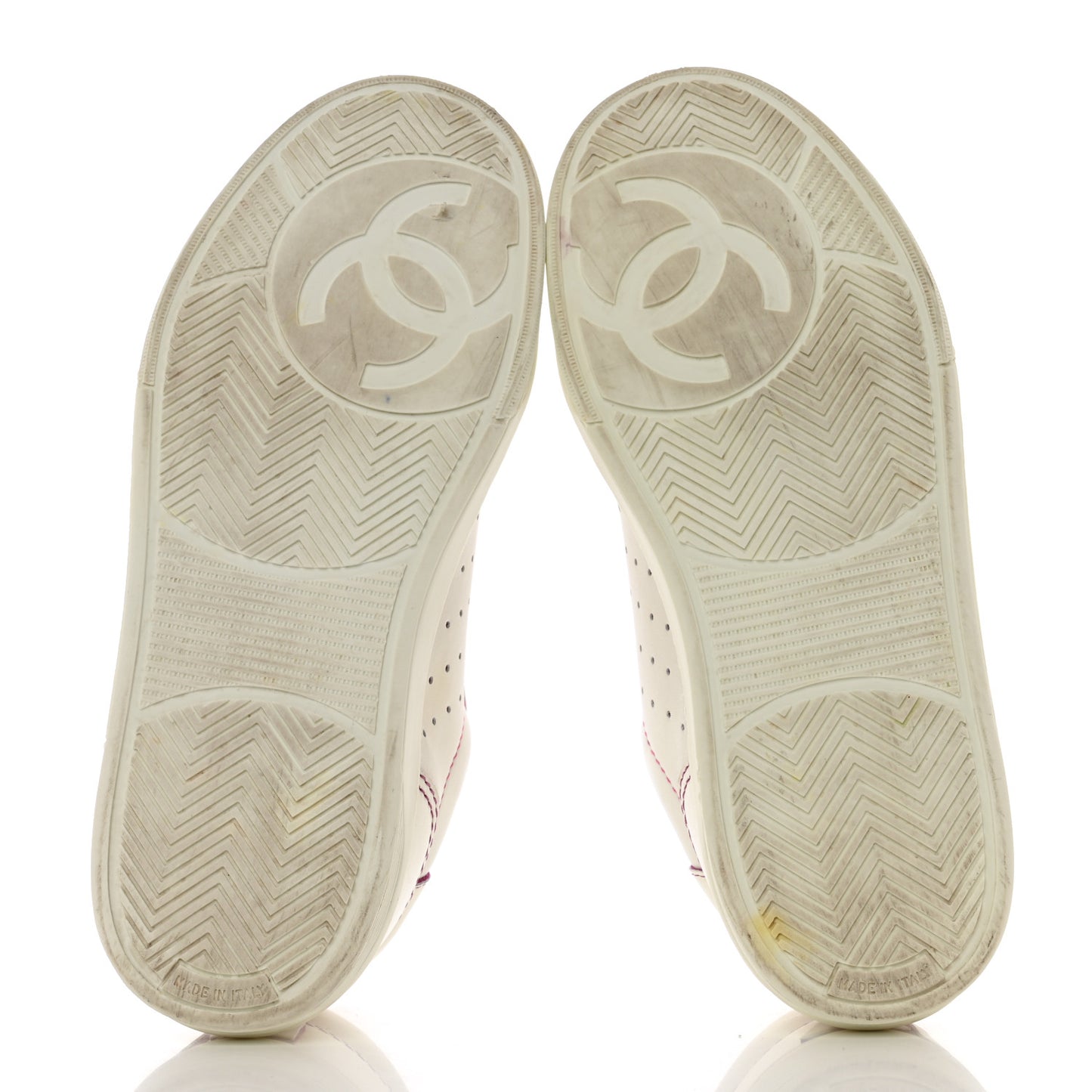Calfskin Womens Logo Sneakers 36.5 Pink White