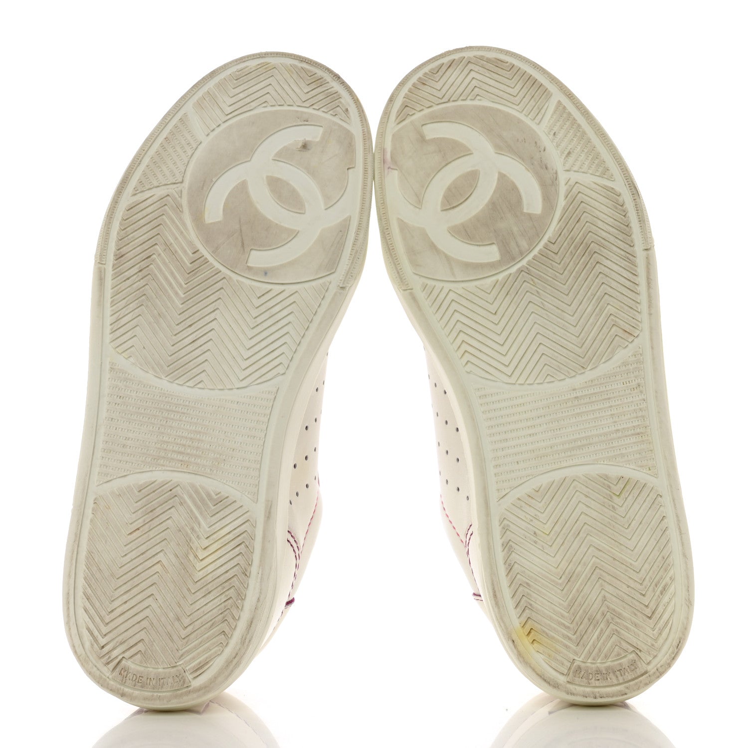 Chanel Calfskin Womens Logo Sneakers 36.5 Pink White 5 of 9