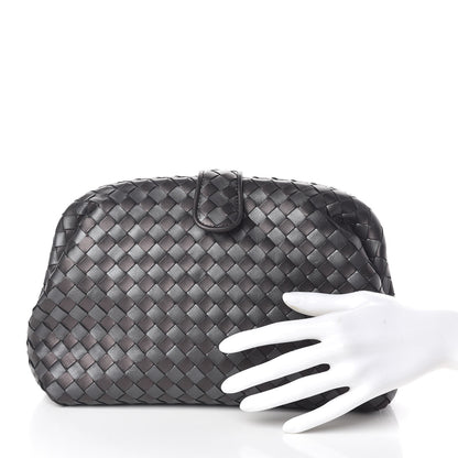 Bottega Veneta Metallic Nappa Intrecciato The Lauren 1980 Clutch Quetsche Antique Silver 2 of 12