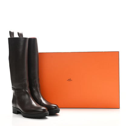 Hermes Calfskin Steeple Boots 37 Moka 8 of 8