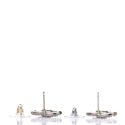 Chanel Crystal CC Coco Flapper Earrings Silver 3 of 4