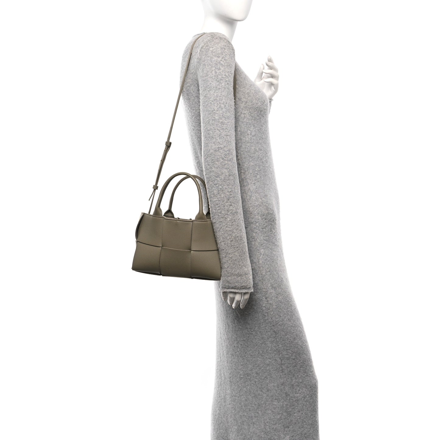 Nappa Maxi Intreccio Mini Arco Tote Taupe Grey
