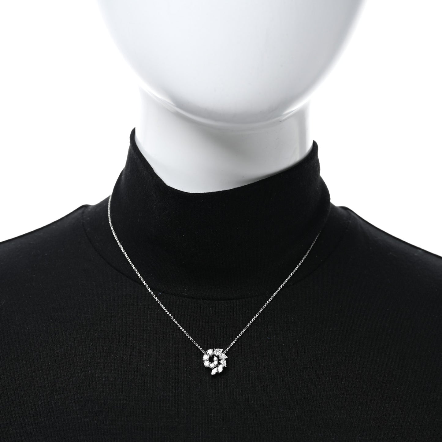 Platinum Diamond Small Open Cluster Pendant Necklace