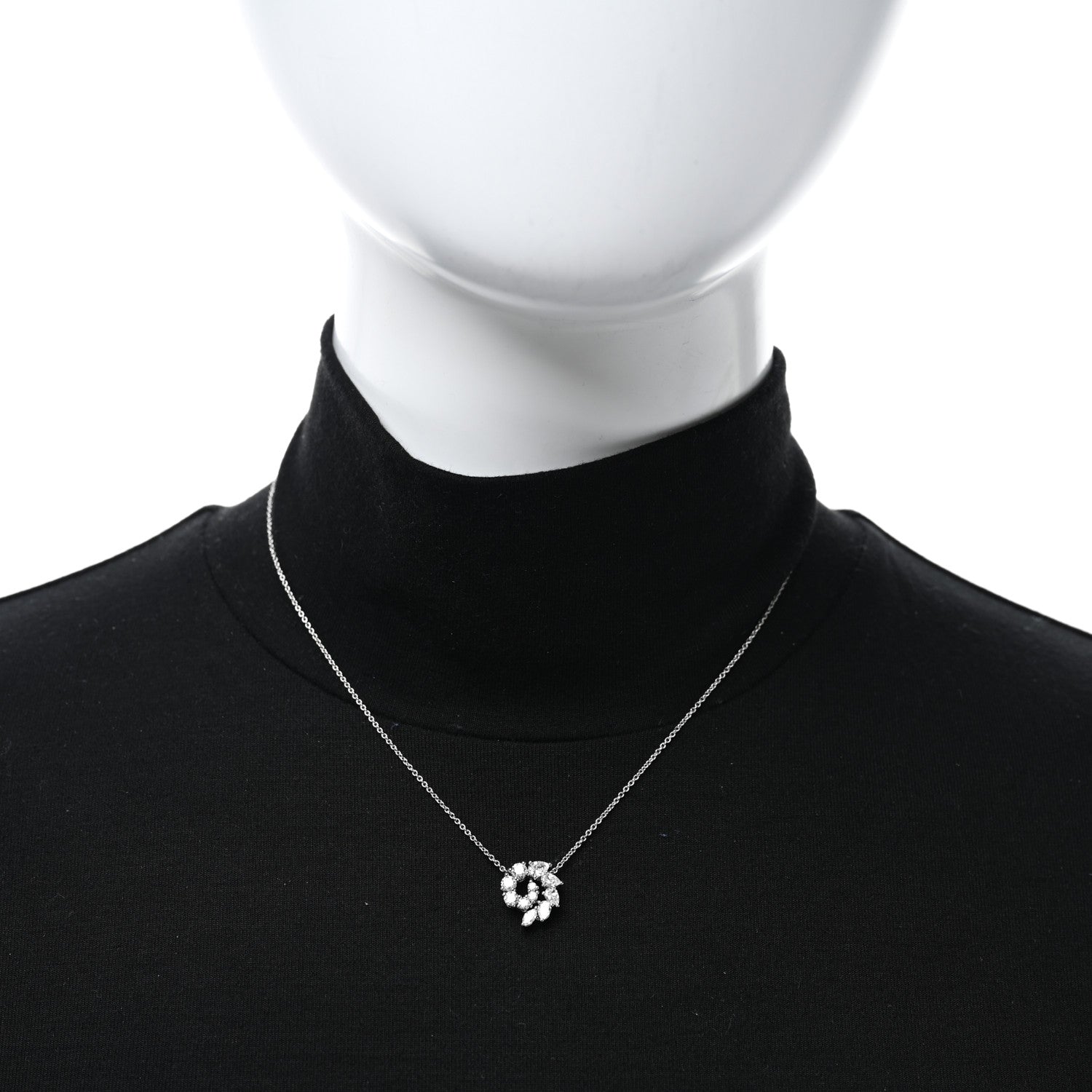 Harry Winston Platinum Diamond Small Open Cluster Pendant Necklace 2 of 5