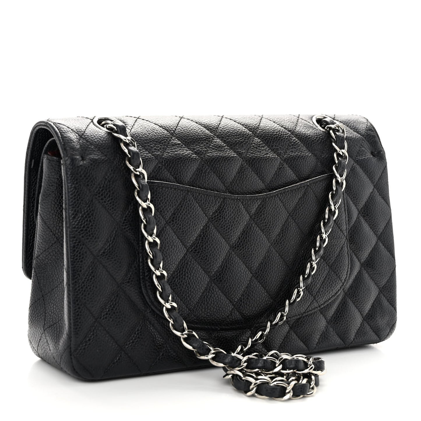 Caviar Quilted Medium Double Flap Black