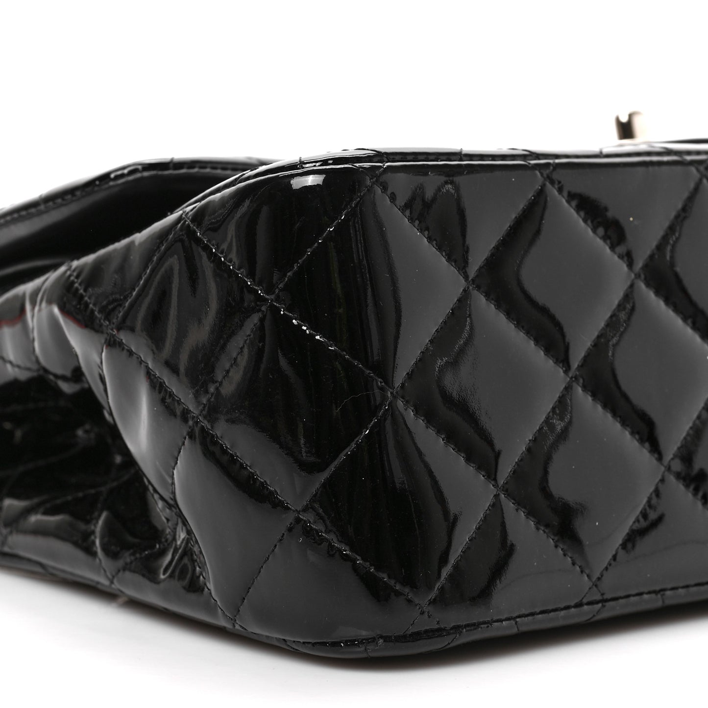 Patent Quilted Jumbo Double Flap Black