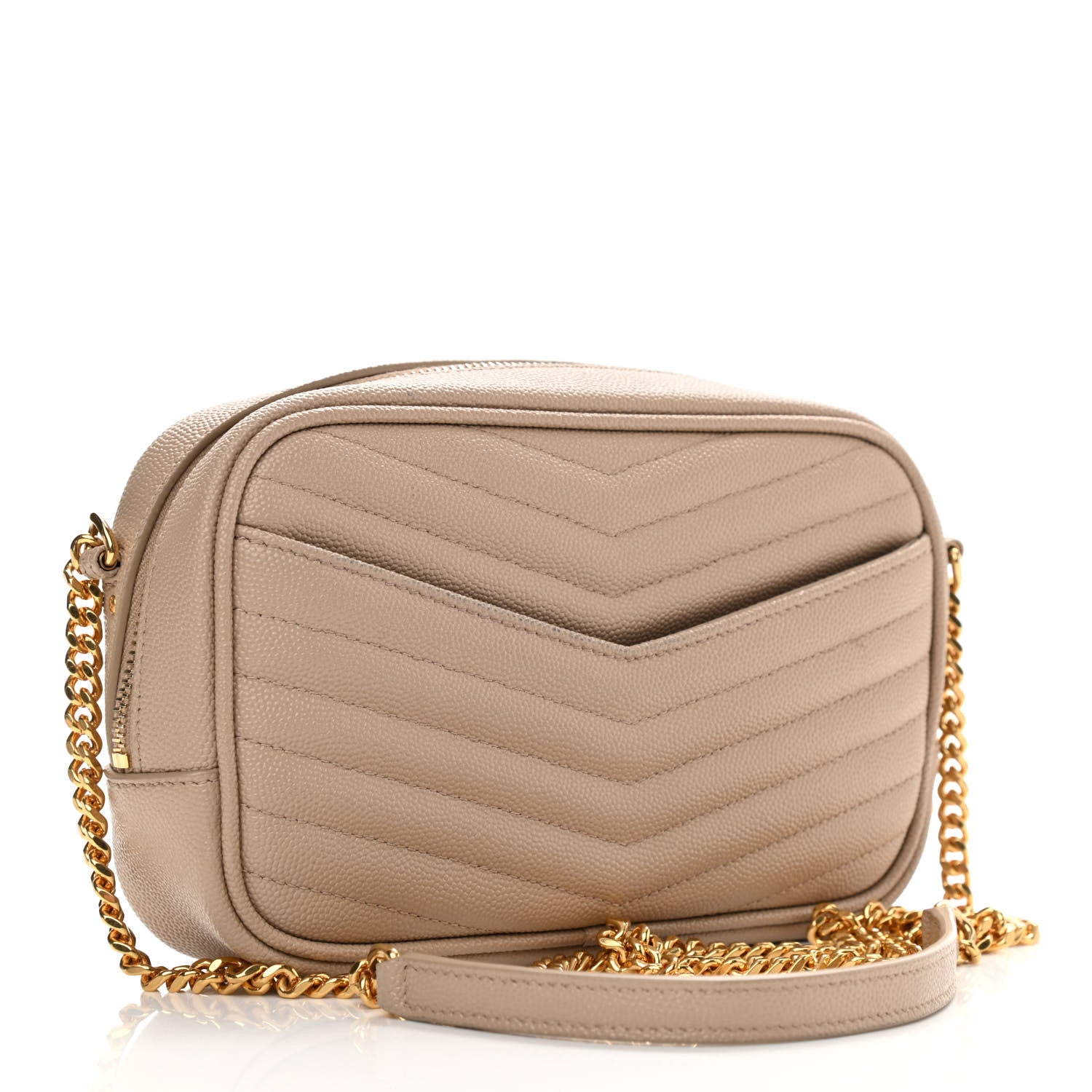 Saint Laurent Grain De Poudre Matelasse Monogram Mini Lou Camera Bag Dark Beige 3 of 10