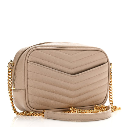 Saint Laurent Grain De Poudre Matelasse Monogram Mini Lou Camera Bag Dark Beige 3 of 10